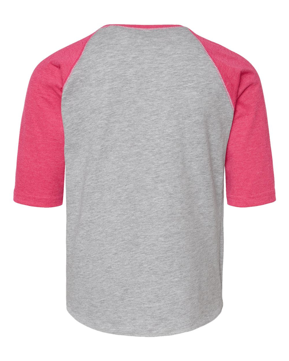 Live & Tell by LAT 6130 Youth Baseball Fine Jersey Three-Quarter Sleeve Tee in Vintage Heather/ Vintage Hot Pink, back