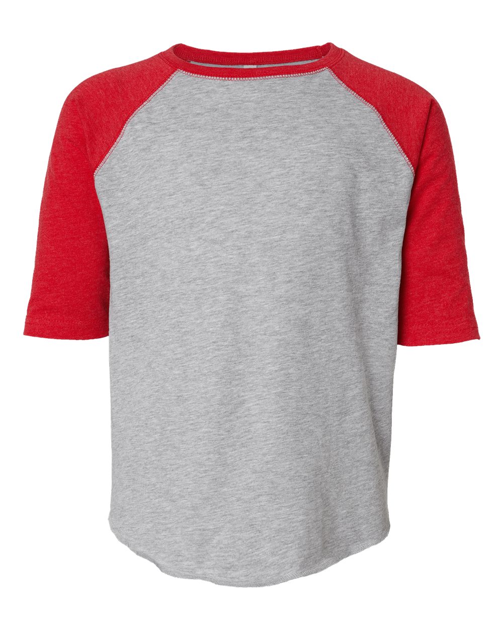 Live & Tell by LAT 6130 Youth Baseball Fine Jersey Three-Quarter Sleeve Tee in Vintage Heather/ Vintage Red
