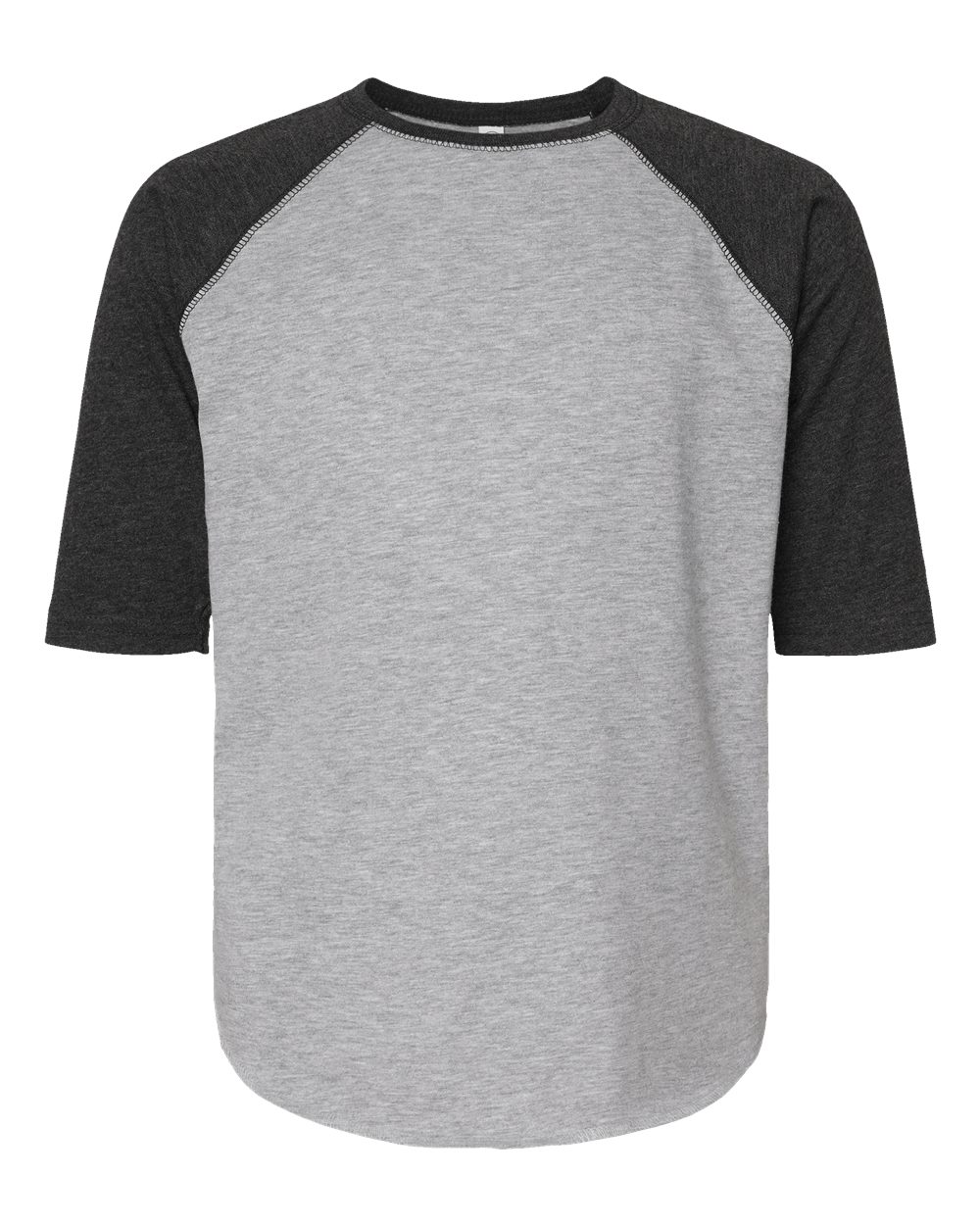 Live & Tell by LAT 6130 Youth Baseball Fine Jersey Three-Quarter Sleeve Tee in Vintage Heather/ Vintage Smoke
