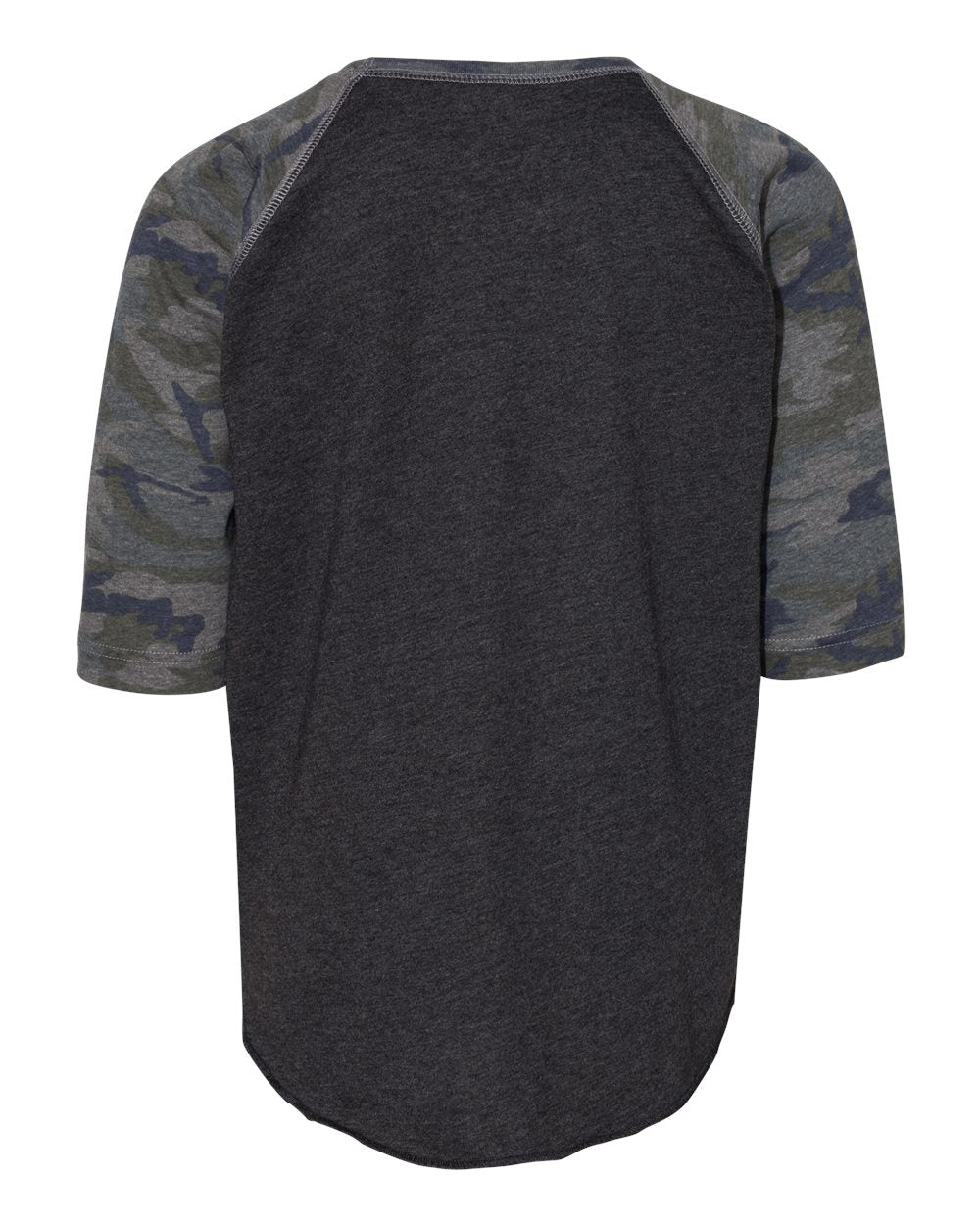 Live & Tell by LAT 6130 Youth Baseball Fine Jersey Three-Quarter Sleeve Tee in Vintage Smoke/ Vintage Camo, back