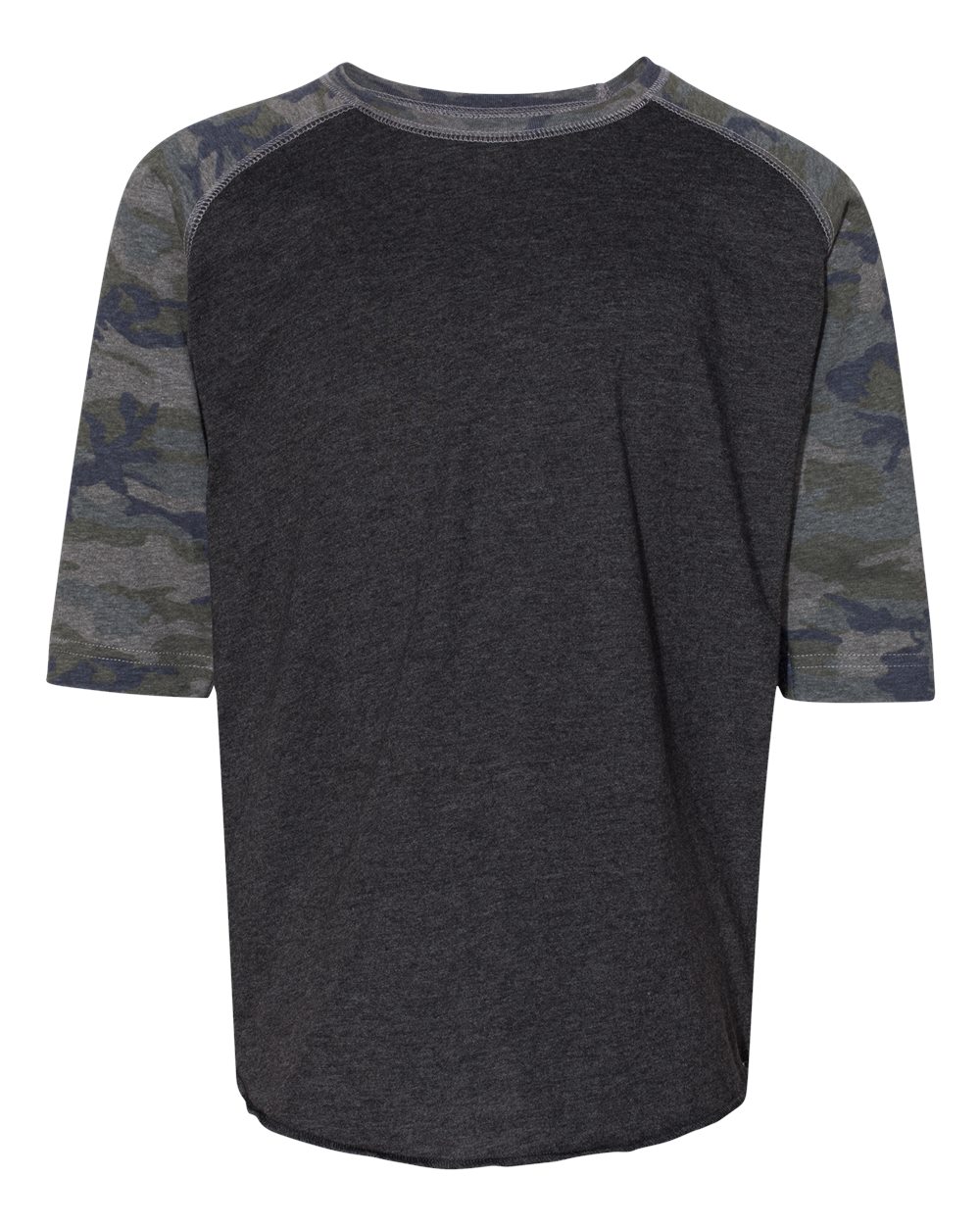 Live & Tell by LAT 6130 Youth Baseball Fine Jersey Three-Quarter Sleeve Tee in Vintage Smoke/ Vintage Camo