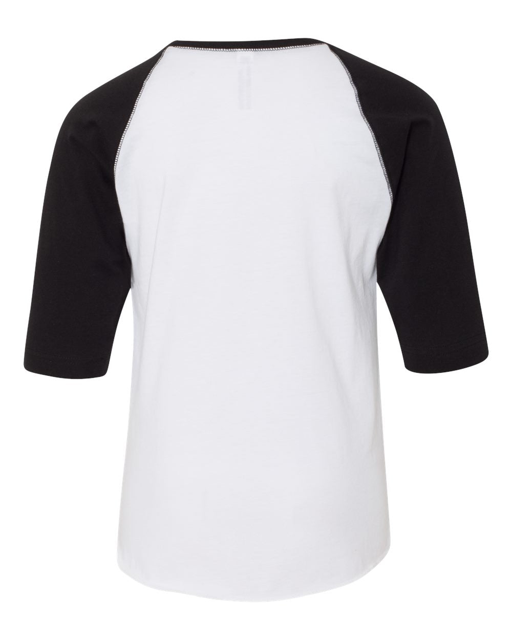 Live & Tell by LAT 6130 Youth Baseball Fine Jersey Three-Quarter Sleeve Tee in White Solid/ Black, back