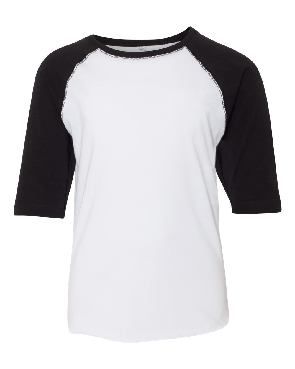 Live & Tell by LAT 6130 Youth Baseball Fine Jersey Three-Quarter Sleeve Tee in White Solid/ Black