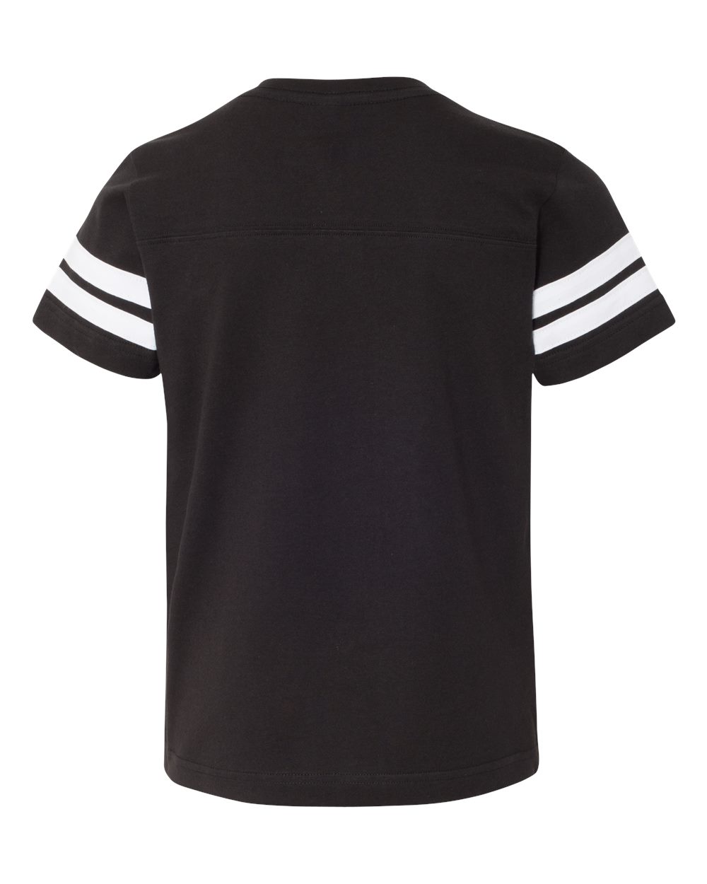 Live & Tell by LAT 6137 Youth Football Fine Jersey Tee in Black Solid/ White, back