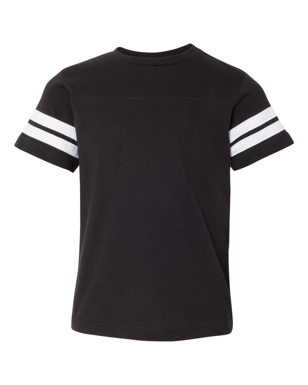 Live & Tell by LAT 6137 Youth Football Fine Jersey Tee in Black Solid/ White