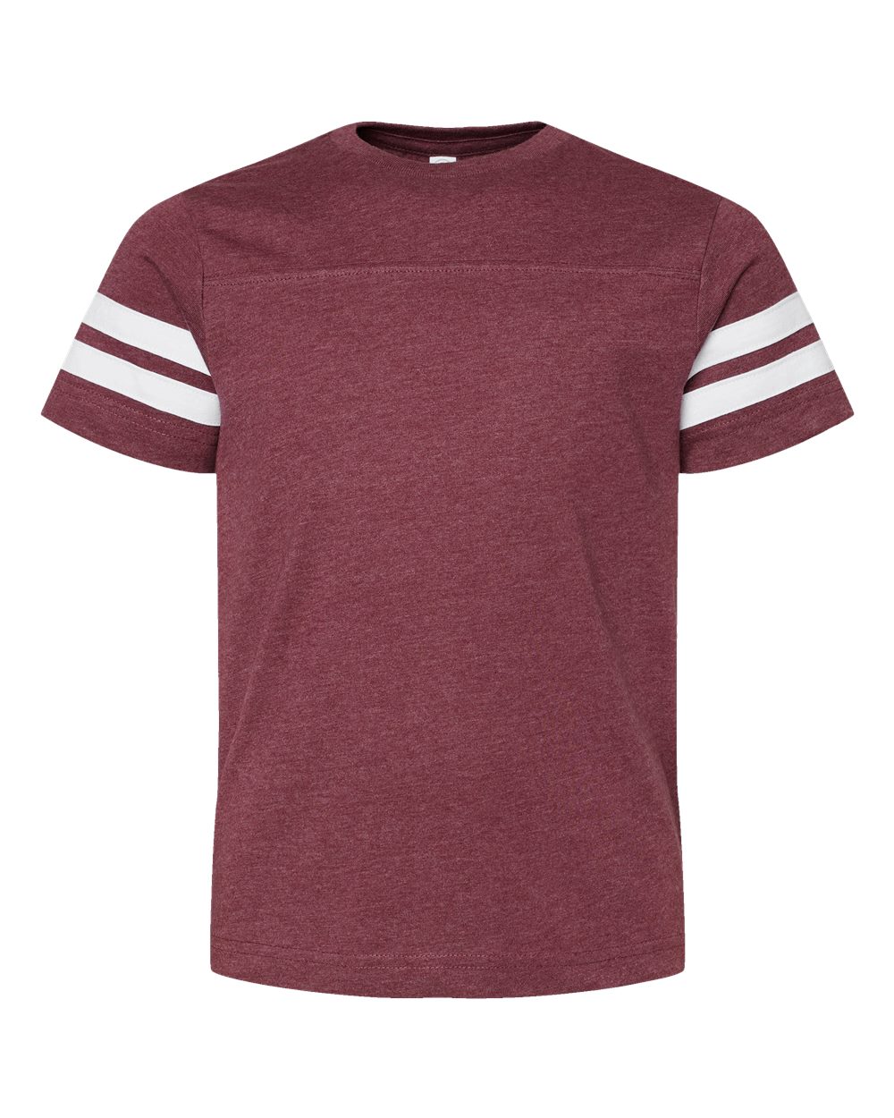Live & Tell by LAT 6137 Youth Football Fine Jersey Tee in Vintage Burgundy/ White