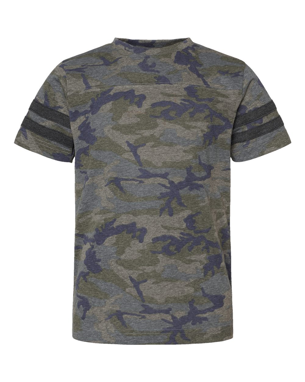 Live & Tell by LAT 6137 Youth Football Fine Jersey Tee in Vintage Camo/ Vintage Smoke