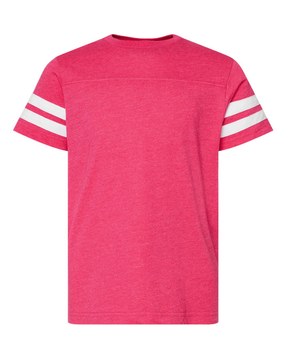 Live & Tell by LAT 6137 Youth Football Fine Jersey Tee in Vintage Hot Pink/ White
