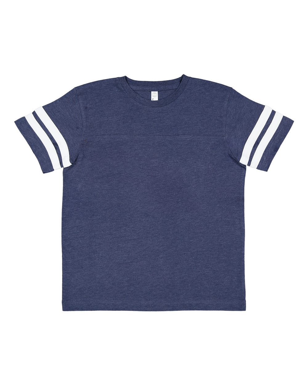 Live & Tell by LAT 6137 Youth Football Fine Jersey Tee in Vintage True Navy/ Blended White