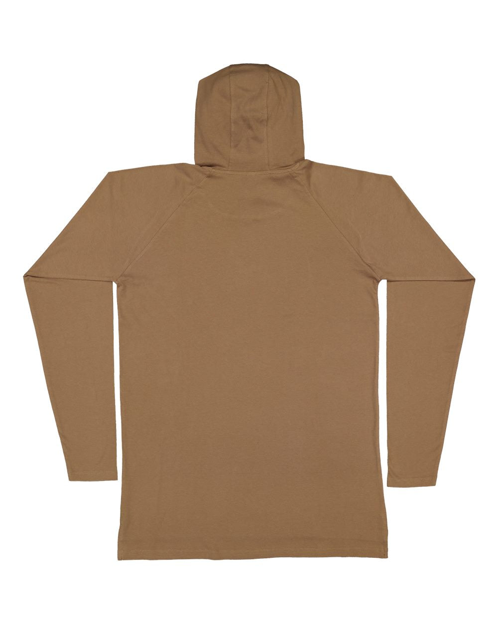 Live & Tell by LAT 6917 Unisex Fine Jersey Hooded Long Sleeve Raglan Tee in Coyote Brown, back