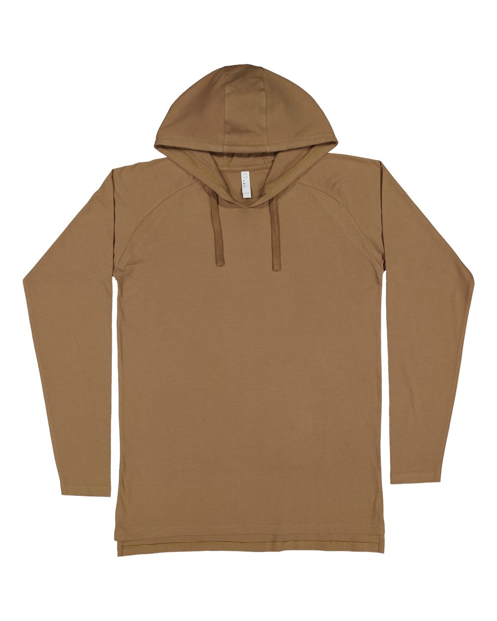 Live & Tell by LAT 6917 Unisex Fine Jersey Hooded Long Sleeve Raglan Tee in Coyote Brown