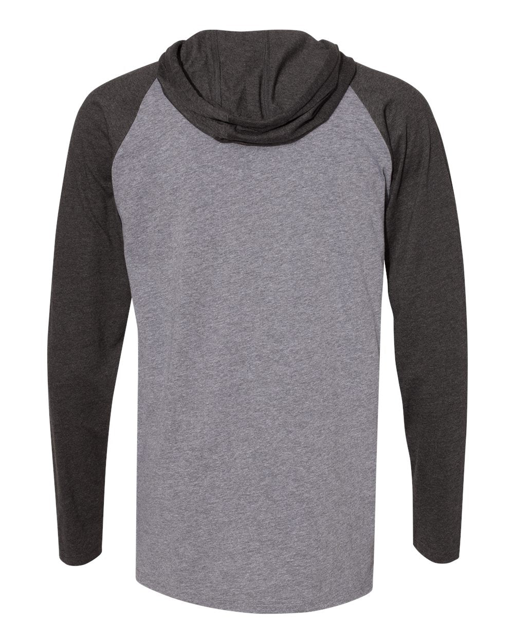 Live & Tell by LAT 6917 Unisex Fine Jersey Hooded Long Sleeve Raglan Tee in Granite Heather/ Vintage Smoke/ Black, back