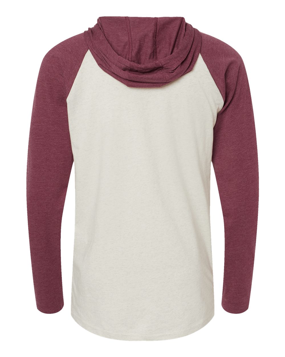 Live & Tell by LAT 6917 Unisex Fine Jersey Hooded Long Sleeve Raglan Tee in Natural Heather/ Vintage Burgundy/ Natural, back