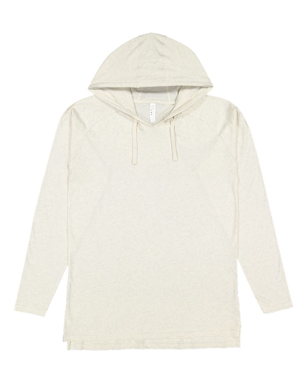 Live & Tell by LAT 6917 Unisex Fine Jersey Hooded Long Sleeve Raglan Tee in Natural Heather