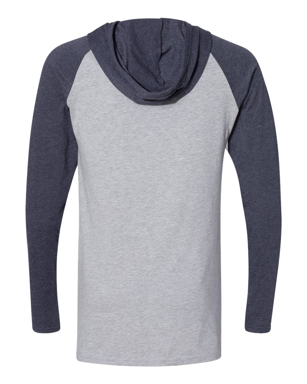 Live & Tell by LAT 6917 Unisex Fine Jersey Hooded Long Sleeve Raglan Tee in Vintage Heather/ Vintage Navy/ White, back