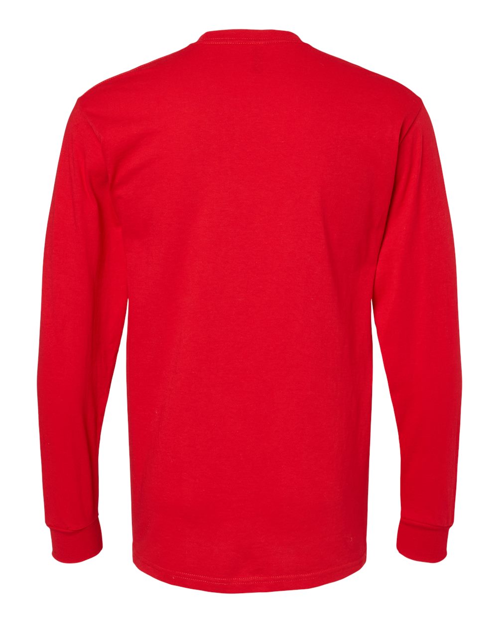 M&O 4820 Unisex Gold Soft Touch Long Sleeve T-Shirt in Deep Red, back
