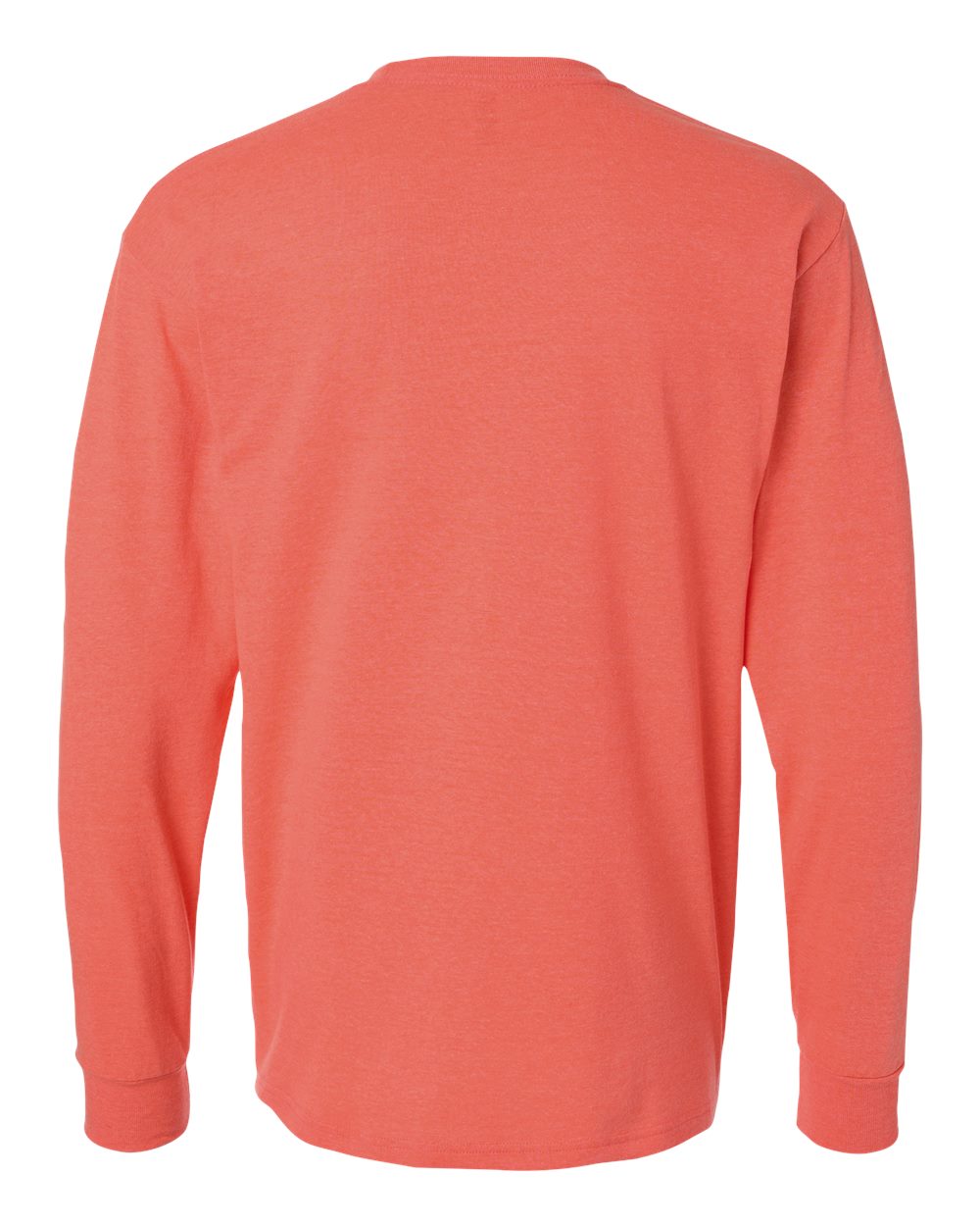 M&O 4820 Unisex Gold Soft Touch Long Sleeve T-Shirt in Heather Coral, back