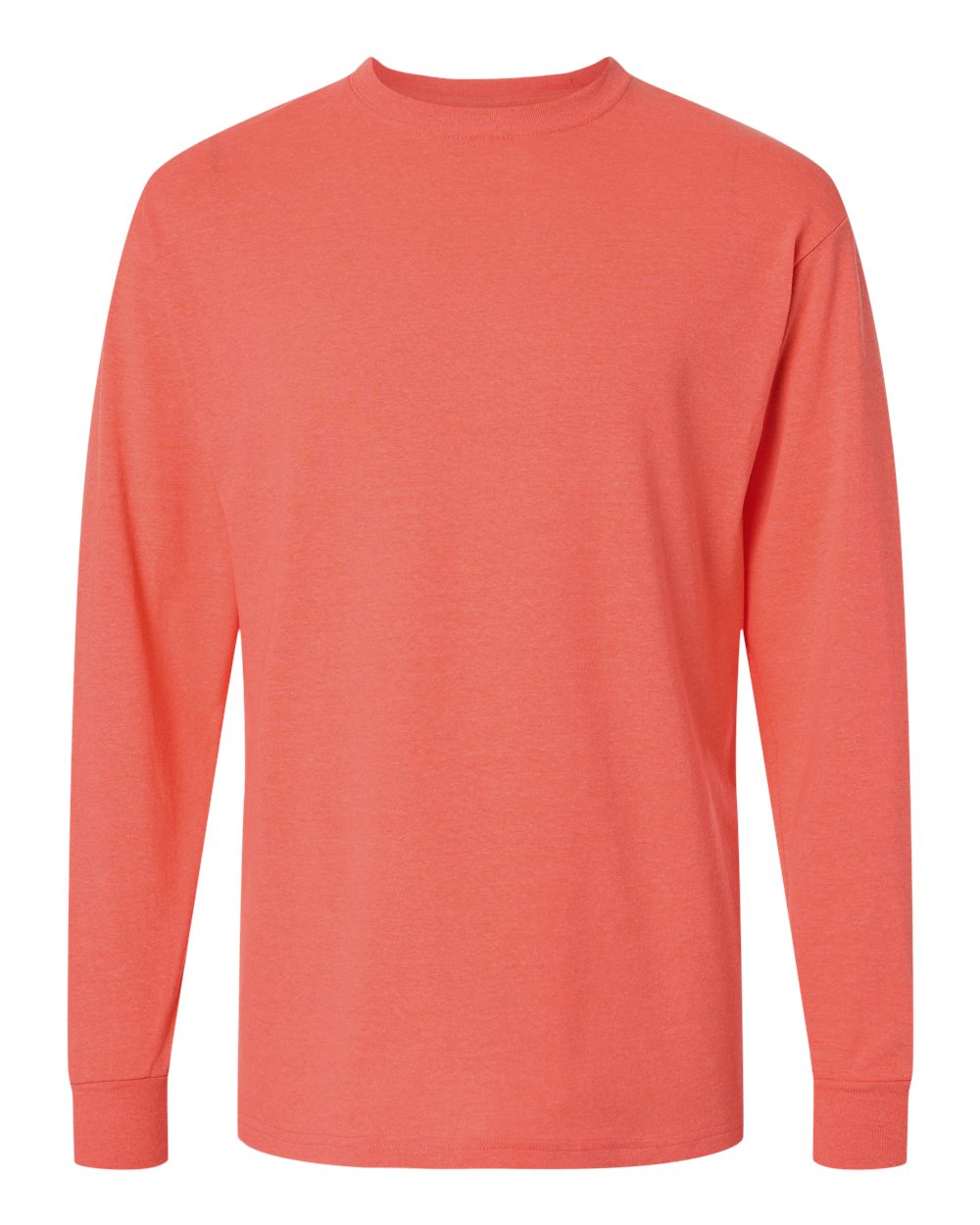 M&O 4820 Unisex Gold Soft Touch Long Sleeve T-Shirt in Heather Coral