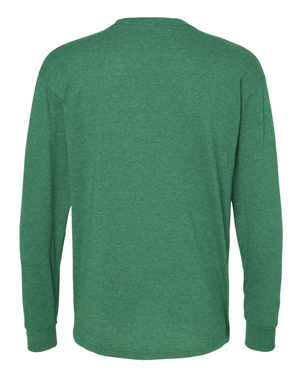 M&O 4820 Unisex Gold Soft Touch Long Sleeve T-Shirt in Heather Kelly Green, back