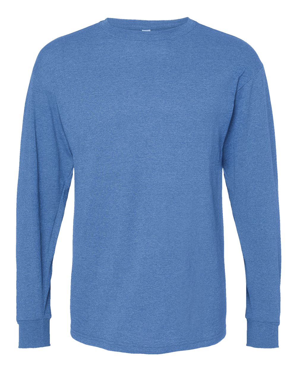 M&O 4820 Unisex Gold Soft Touch Long Sleeve T-Shirt in Heather Royal