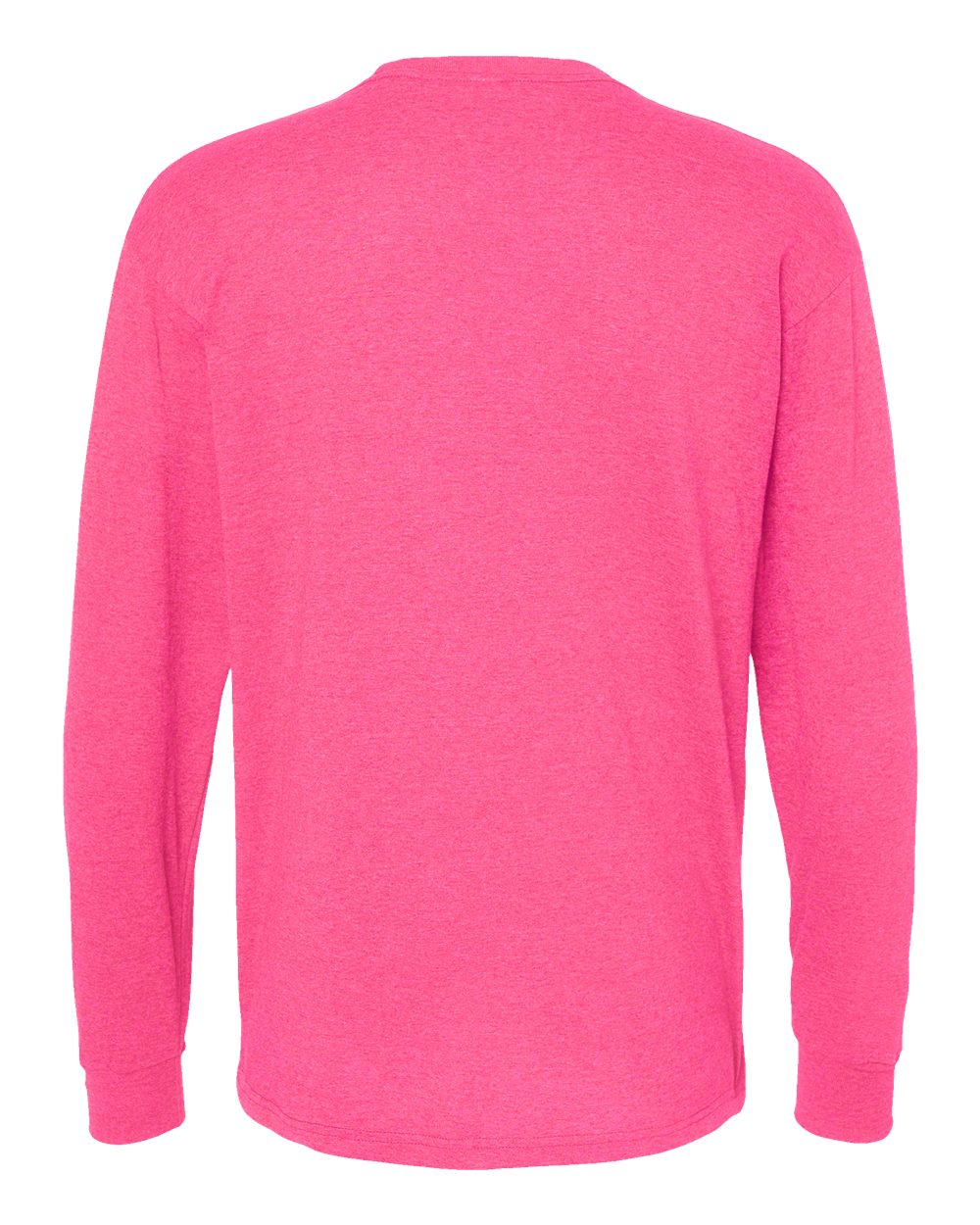 M&O 4820 Unisex Gold Soft Touch Long Sleeve T-Shirt in Neon Pink, back