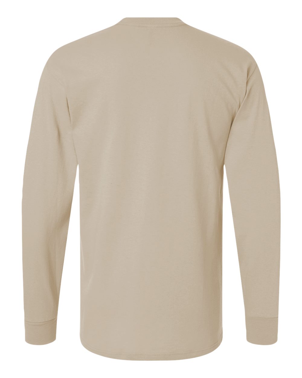 M&O 4820 Unisex Gold Soft Touch Long Sleeve T-Shirt in Sand, back