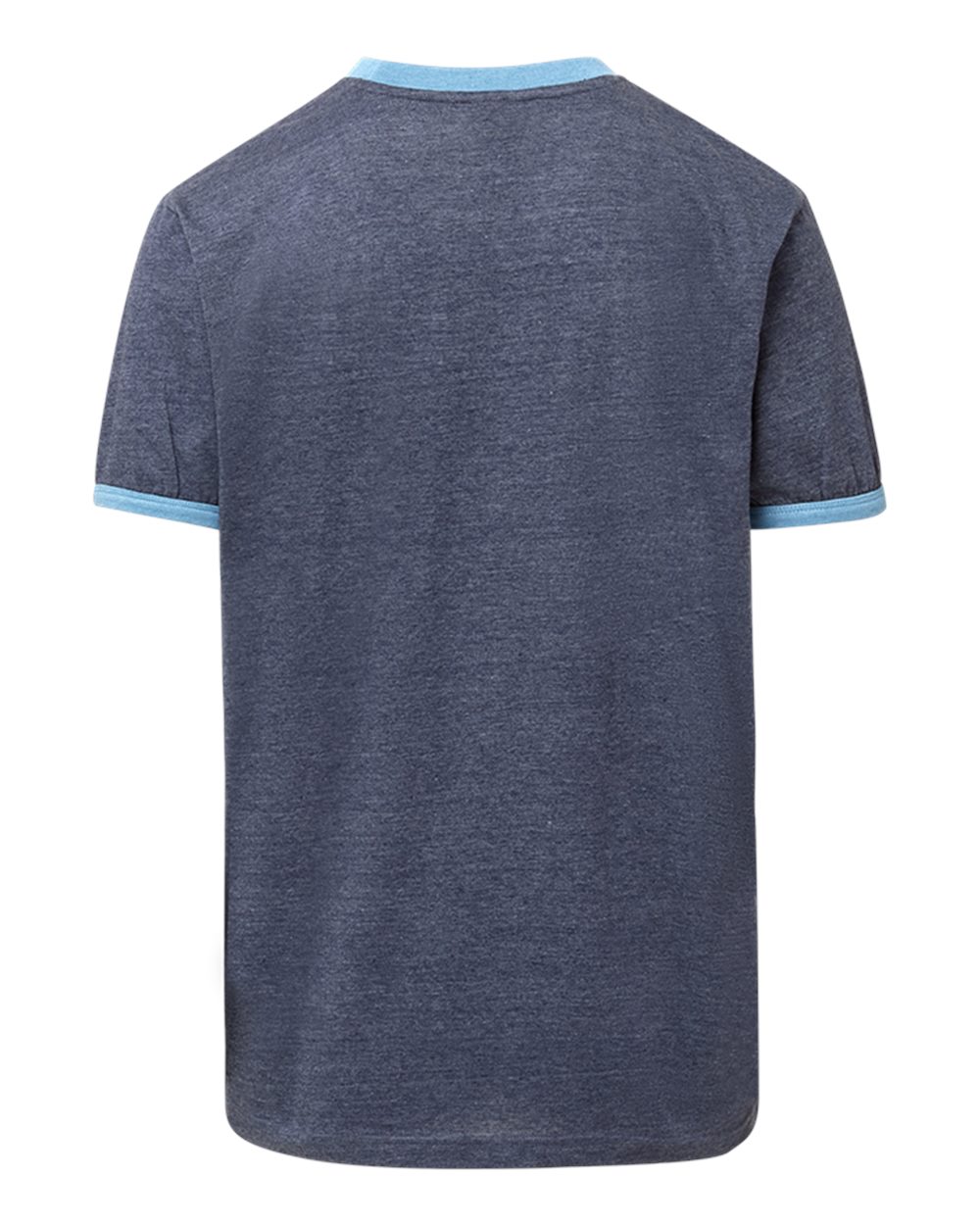 MV Sport 26425 Men's Jackie Ringer T-Shirt in Navy Heather/ Light Denim Heather, back