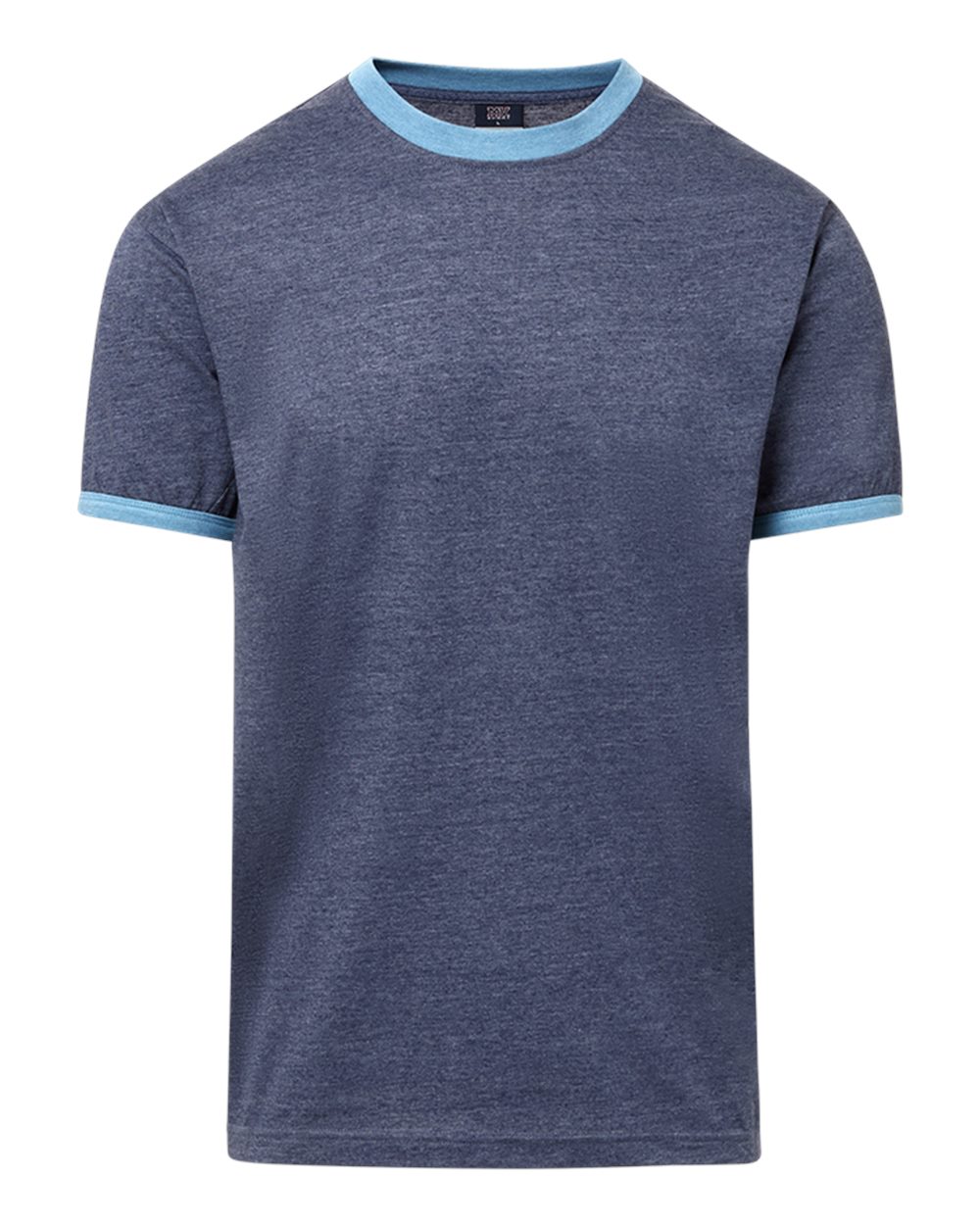 MV Sport 26425 Men's Jackie Ringer T-Shirt in Navy Heather/ Light Denim Heather