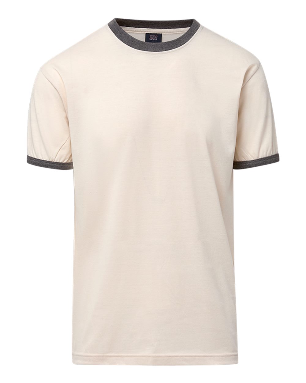MV Sport 26425 Men's Jackie Ringer T-Shirt in Vintage White/ Charcoal