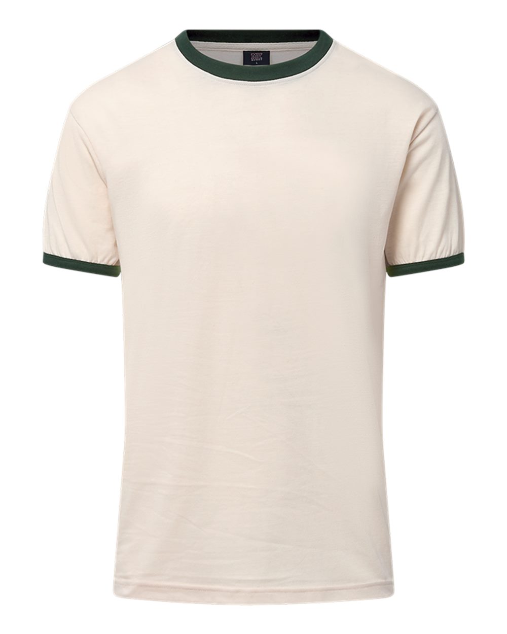 MV Sport 26425 Men's Jackie Ringer T-Shirt in Vintage White/ Forest