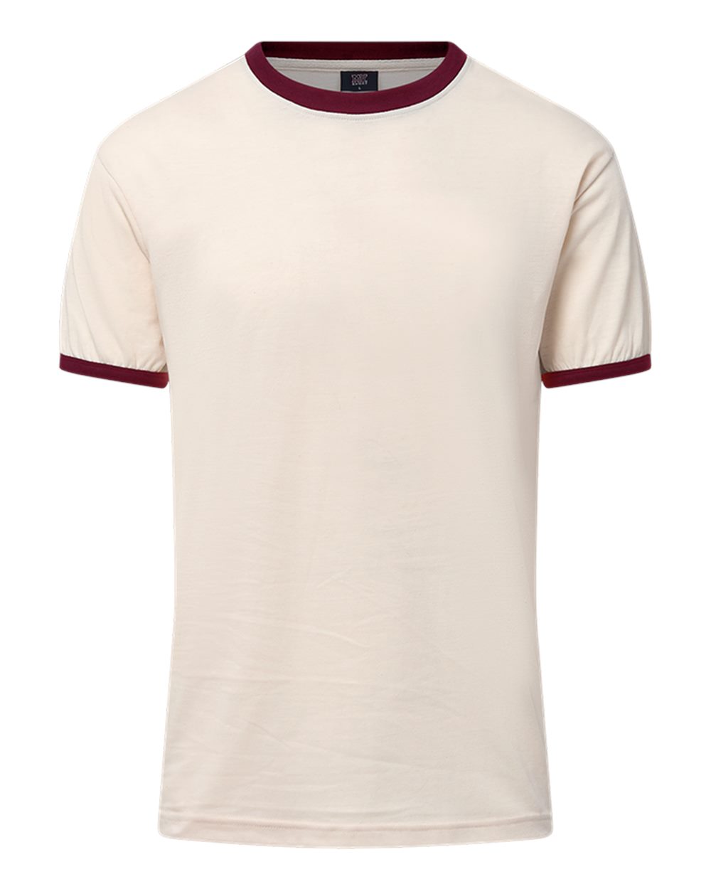 MV Sport 26425 Men's Jackie Ringer T-Shirt in Vintage White/ Maroon