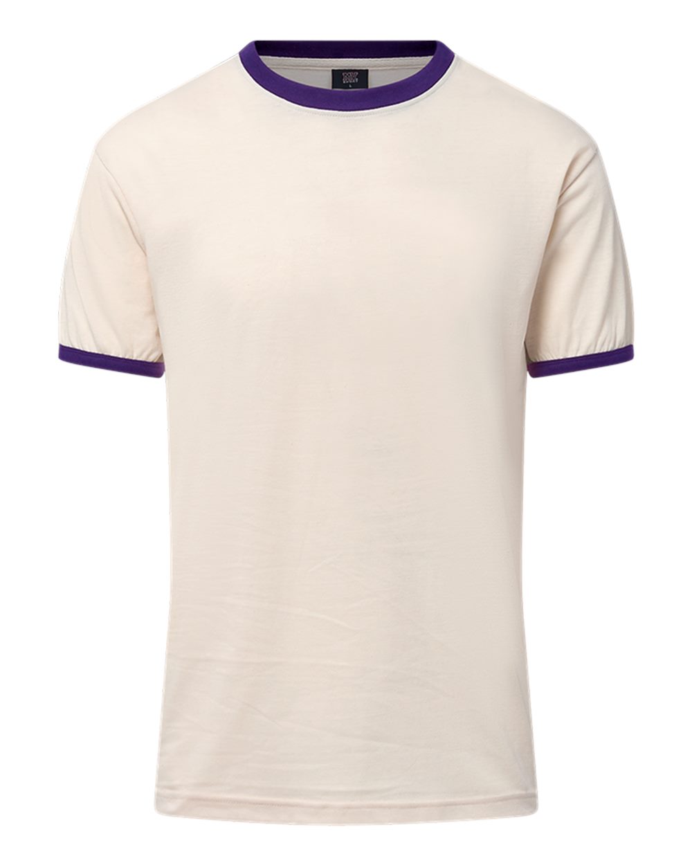 MV Sport 26425 Men's Jackie Ringer T-Shirt in Vintage White/ Purple