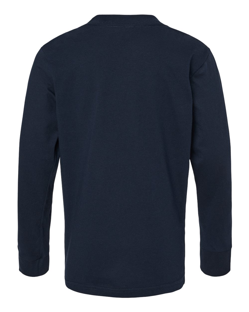 Next Level 3311 Youth Cotton Long Sleeve Tee in Midnight Navy, back