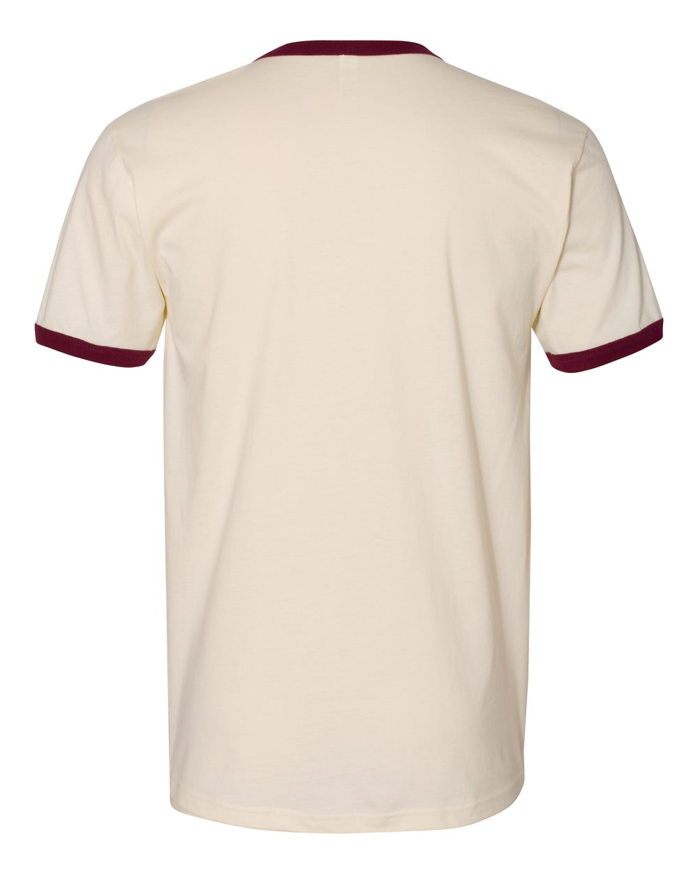 Next Level 3604 Unisex Cotton Ringer Tee in Natural/ Maroon, back