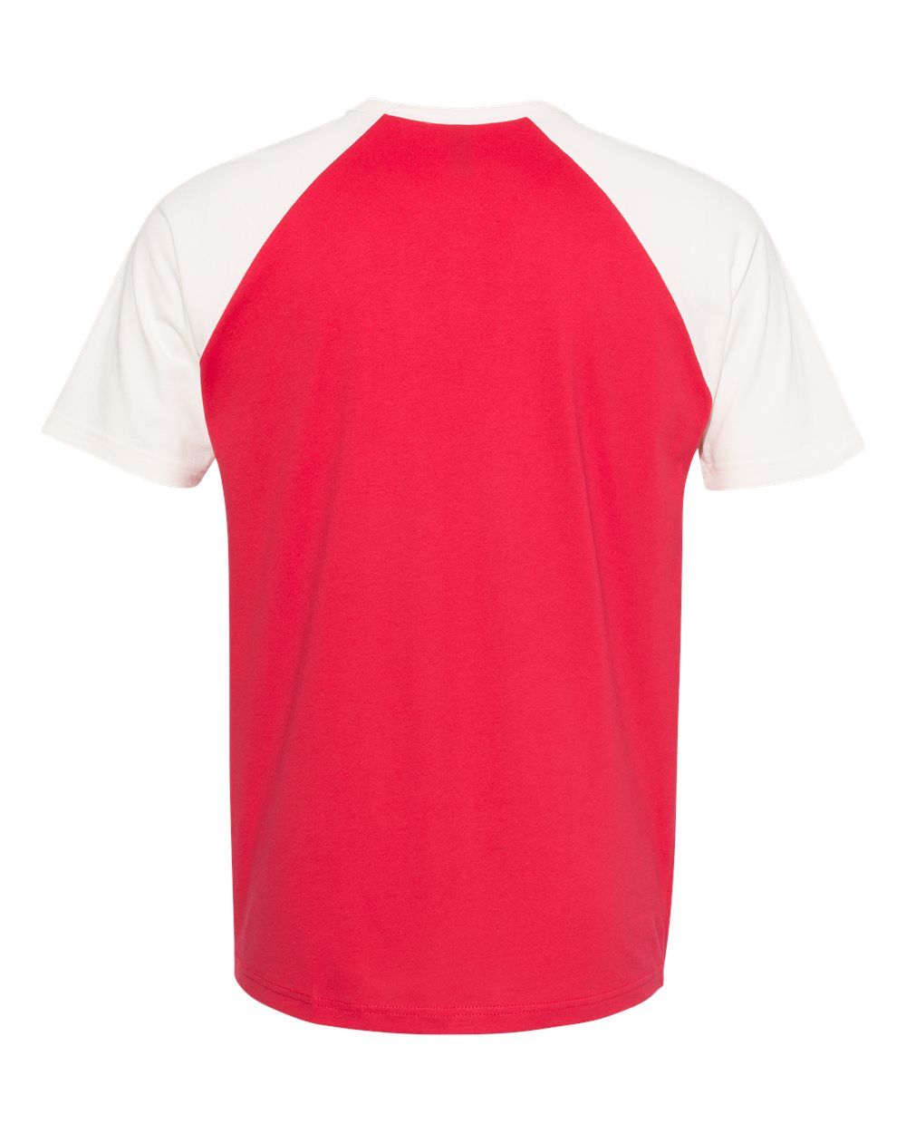 Next Level 3650 Unisex Cotton Raglan Tee in Natural/ Red, back