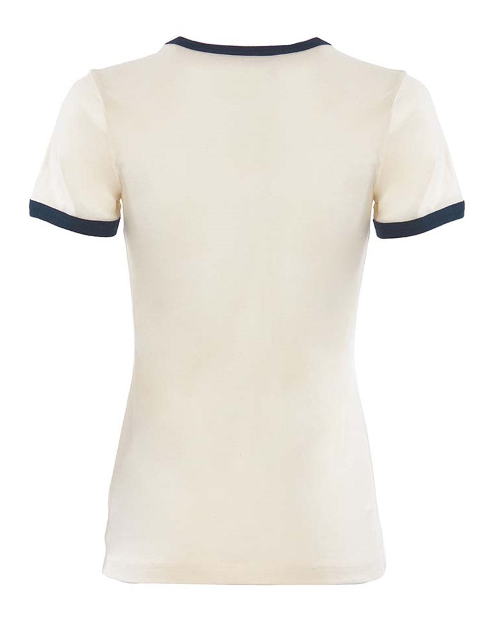 Next Level 3904 Women's Ringer Tee in Natural/ Midnight Navy, back