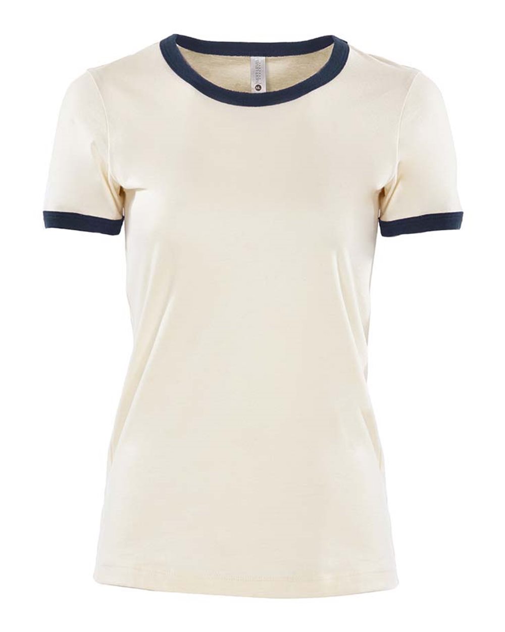 Next Level 3904 Women's Ringer Tee in Natural/ Midnight Navy