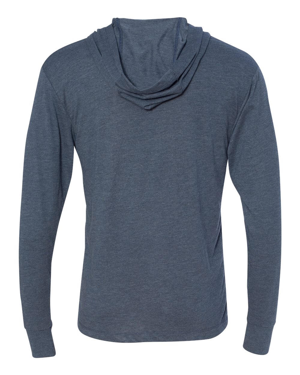 Next Level 6021 Unisex Triblend Hooded Long Sleeve Pullover Tee in Indigo, back