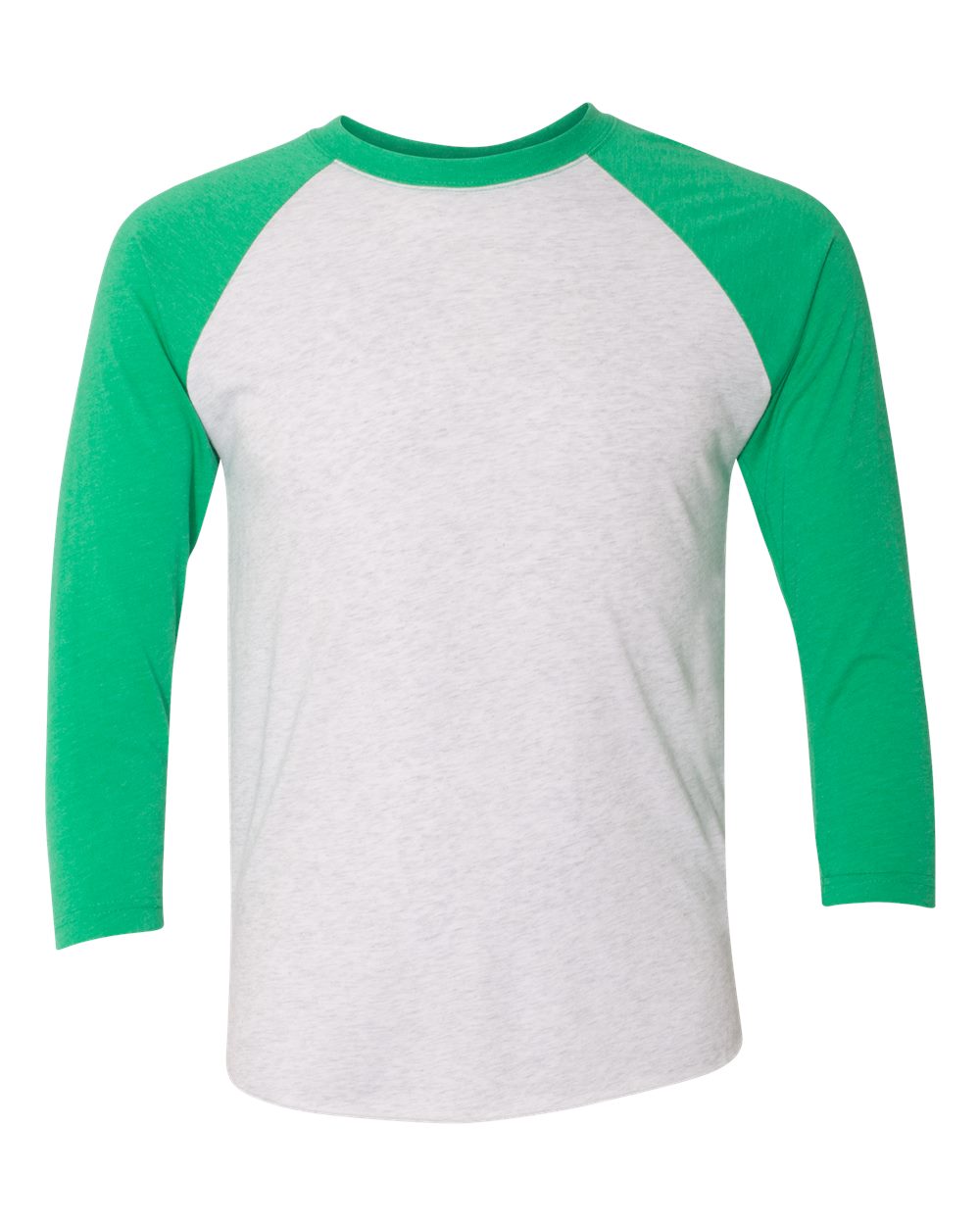 Next Level 6051 Unisex Triblend Three-Quarter Raglan Tee in Envy Sleeves/ Heather White Body