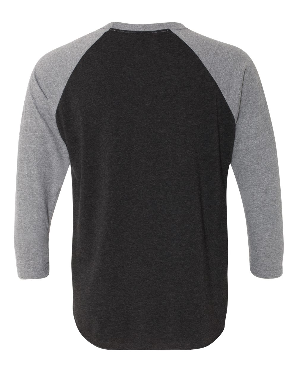Next Level 6051 Unisex Triblend Three-Quarter Raglan Tee in Premium Heather Sleeves/ Vintage Black Body, back