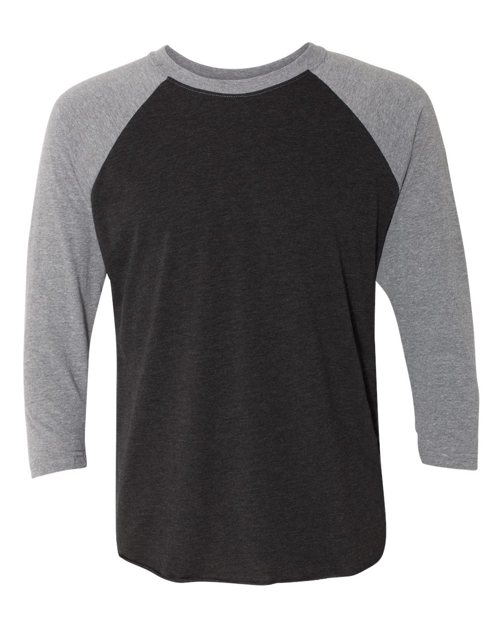 Next Level 6051 Unisex Triblend Three-Quarter Raglan Tee in Premium Heather Sleeves/ Vintage Black Body