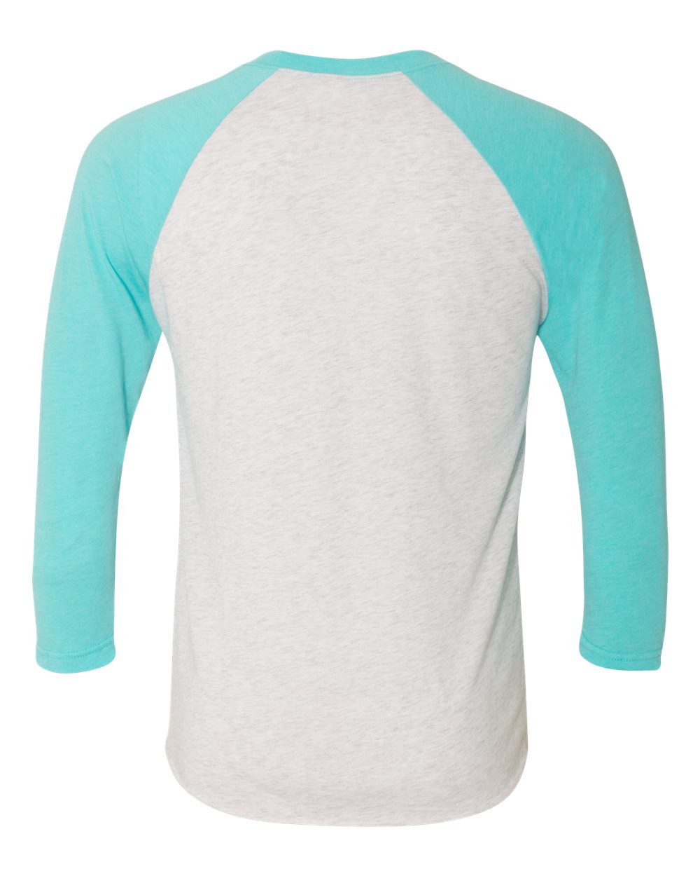 Next Level 6051 Unisex Triblend Three-Quarter Raglan Tee in Tahiti Blue Sleeves/ Heather White Body, back