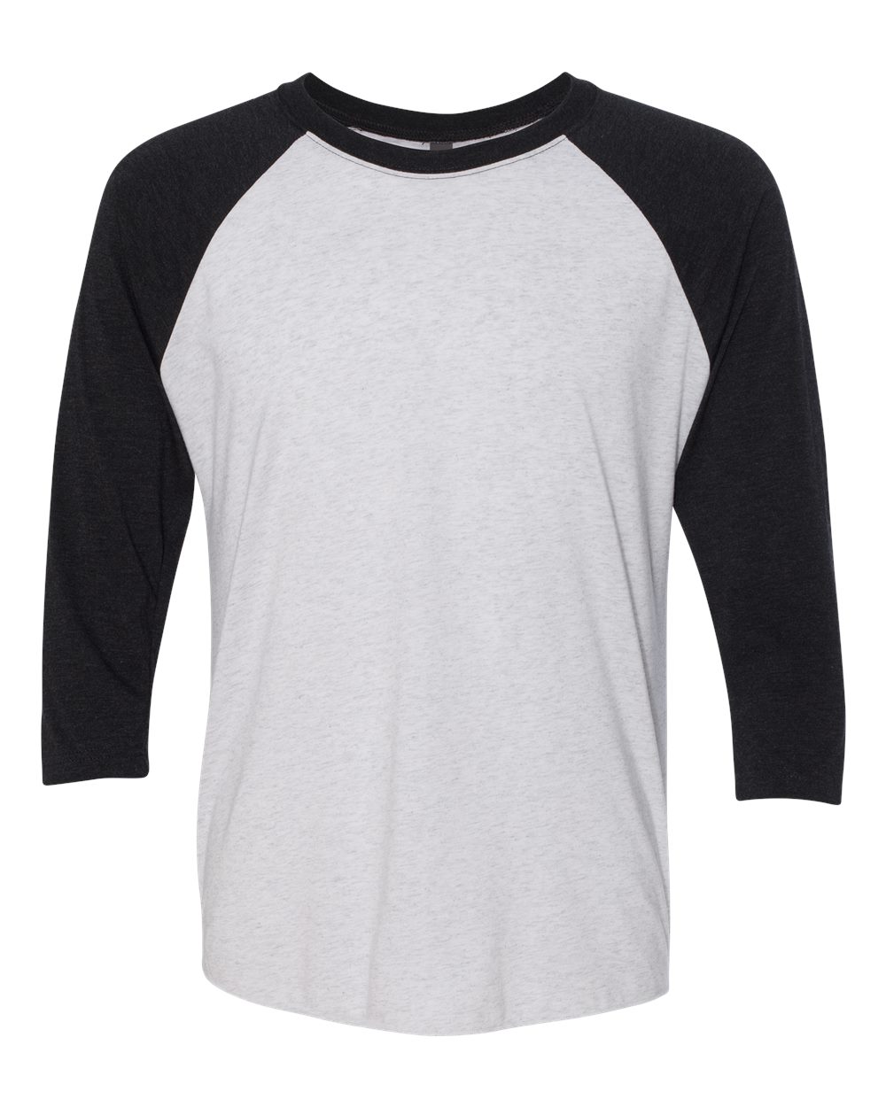 Next Level 6051 Unisex Triblend Three-Quarter Raglan Tee in Vintage Black Sleeves/ Heather White Body
