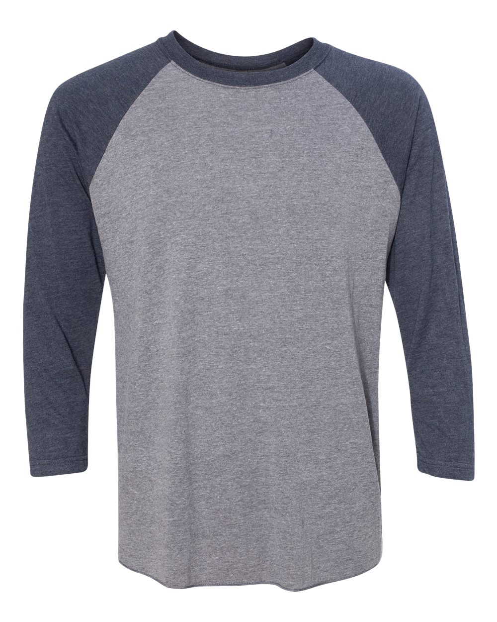 Next Level 6051 Unisex Triblend Three-Quarter Raglan Tee in Vintage Navy Sleeves/ Premium Heather Body