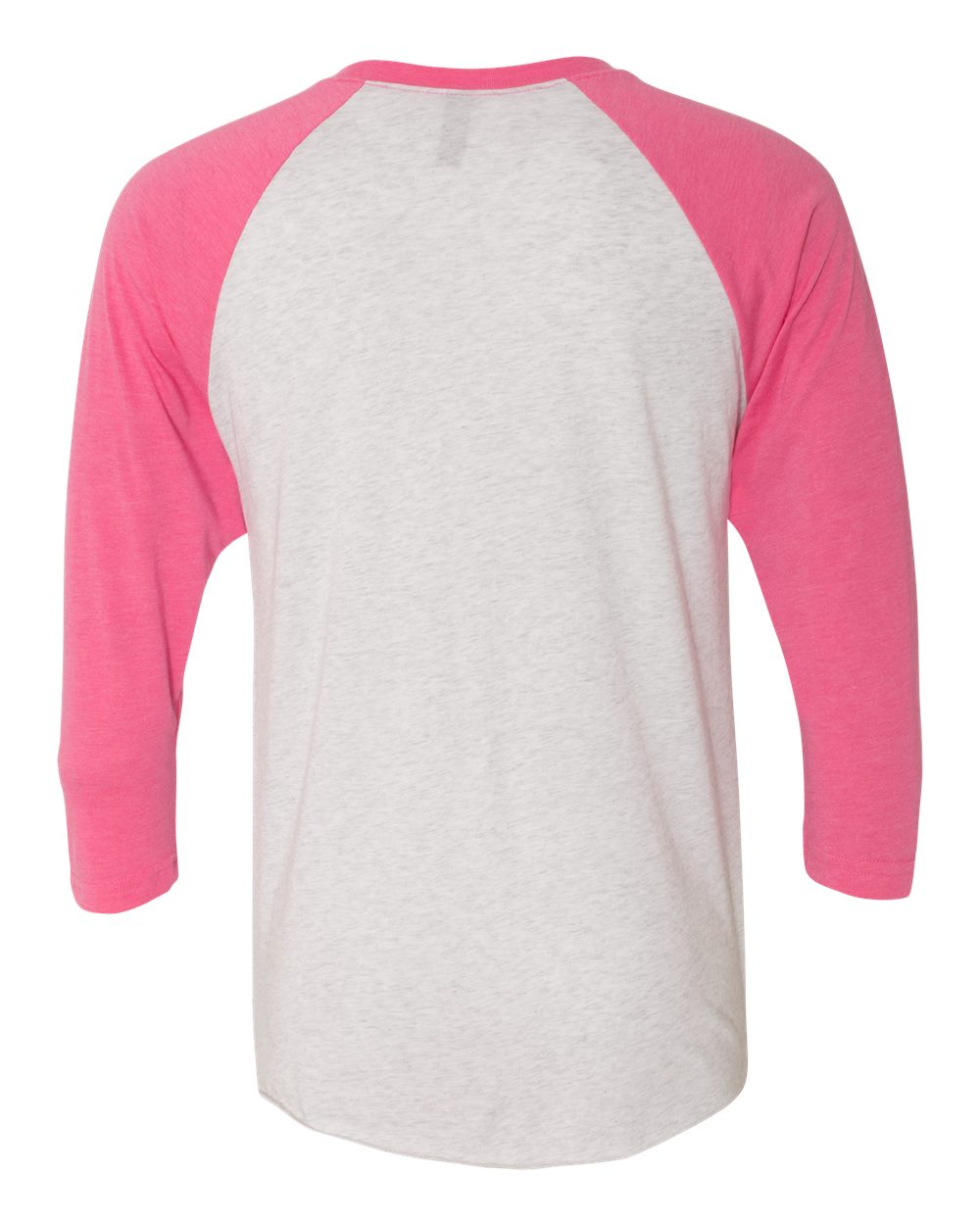 Next Level 6051 Unisex Triblend Three-Quarter Raglan Tee in Vintage Pink Sleeves/ Heather White Body, back