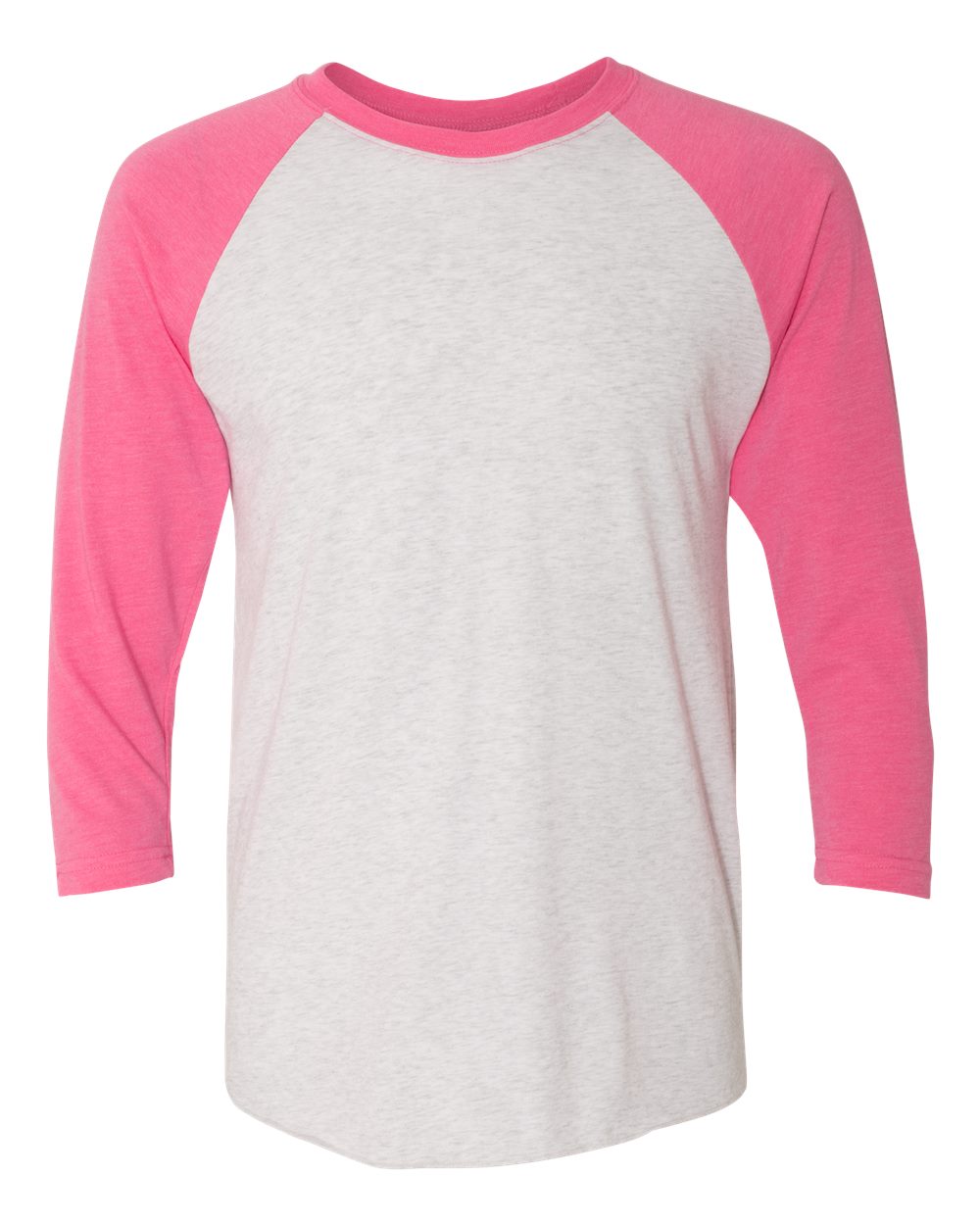Next Level 6051 Unisex Triblend Three-Quarter Raglan Tee in Vintage Pink Sleeves/ Heather White Body