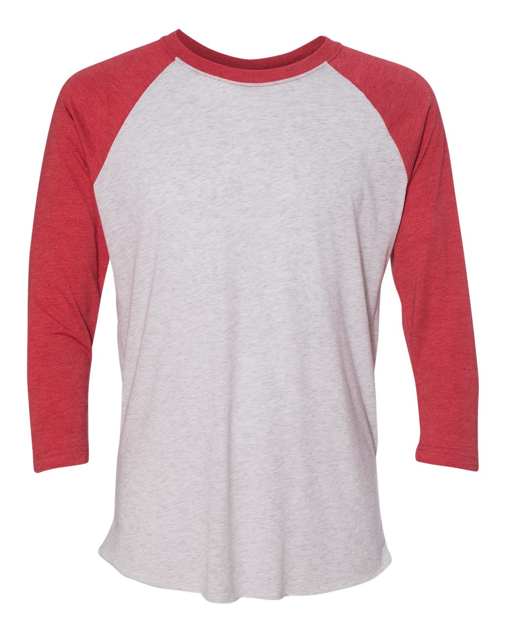Next Level 6051 Unisex Triblend Three-Quarter Raglan Tee in Vintage Red Sleeves/ Heather White Body