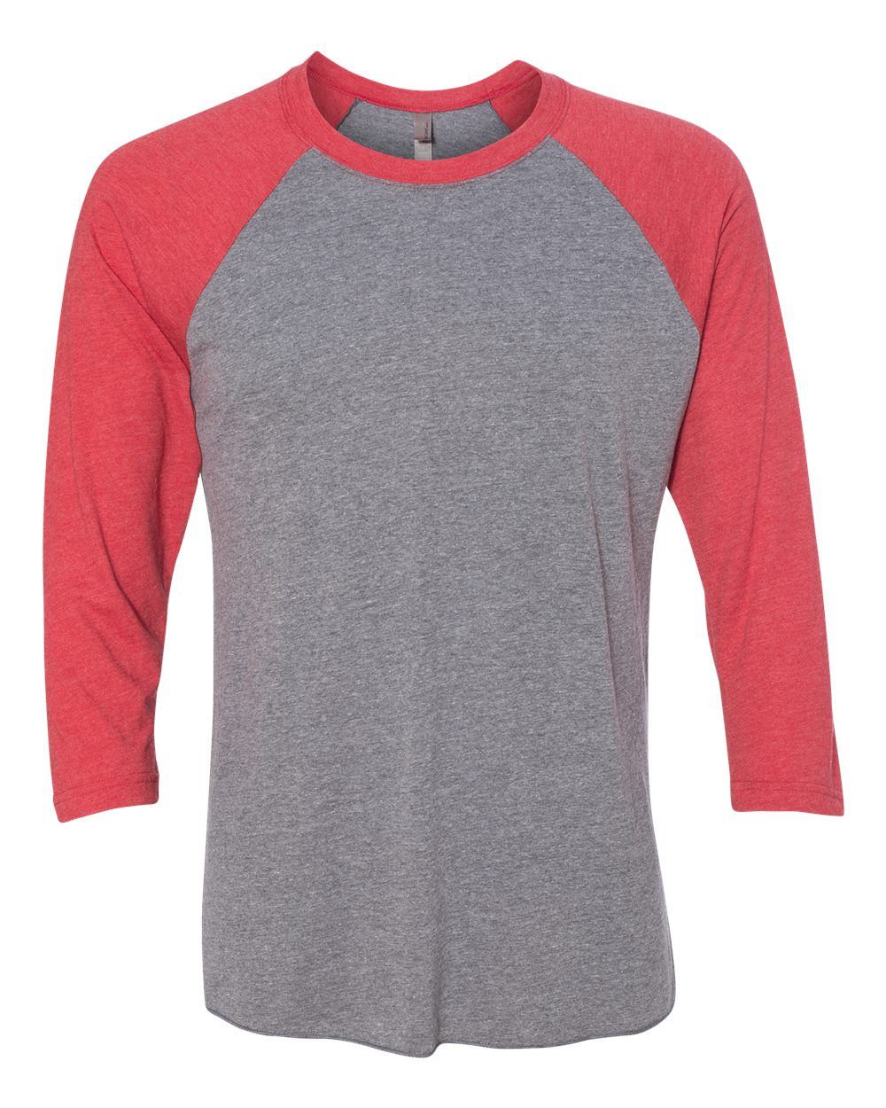 Next Level 6051 Unisex Triblend Three-Quarter Raglan Tee in Vintage Red Sleeves/ Premium Heather Body