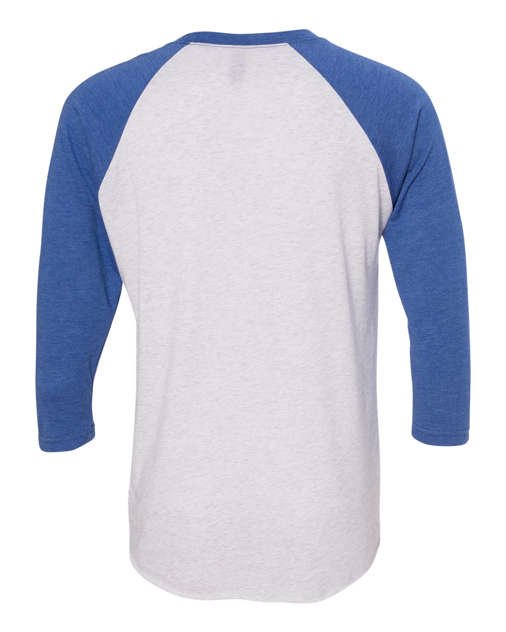 Next Level 6051 Unisex Triblend Three-Quarter Raglan Tee in Vintage Royal Sleeves/ Heather White Body, back