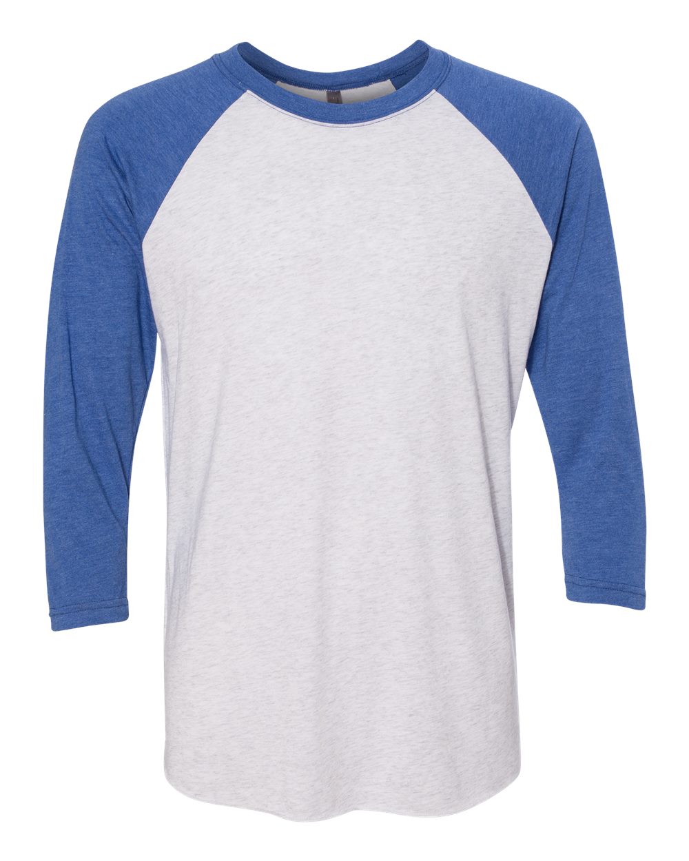 Next Level 6051 Unisex Triblend Three-Quarter Raglan Tee in Vintage Royal Sleeves/ Heather White Body
